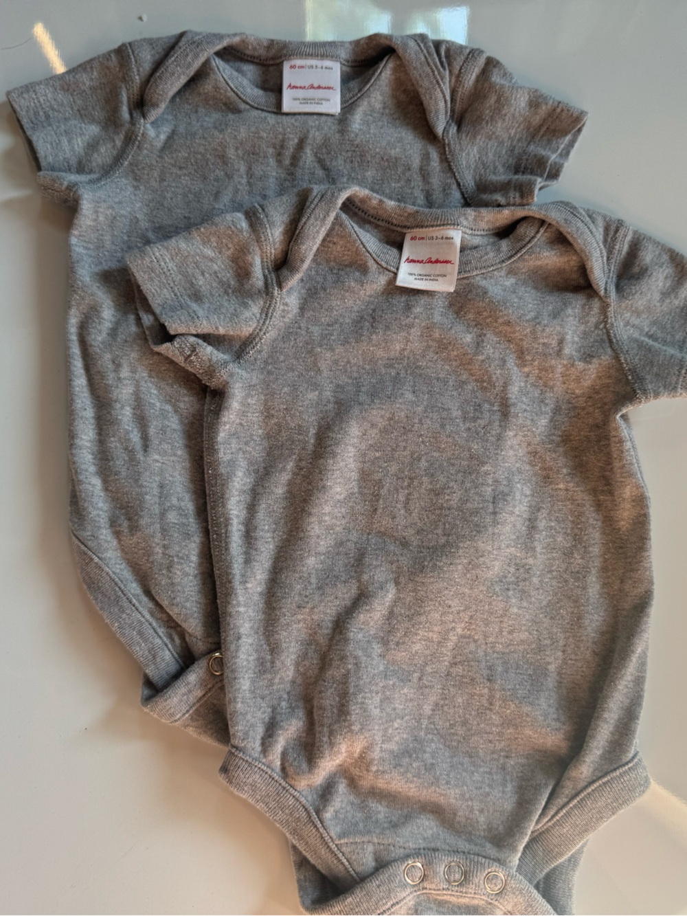 Hanna Andersson Heather Gray Organic Cotton Baby Onesies - Set of 2